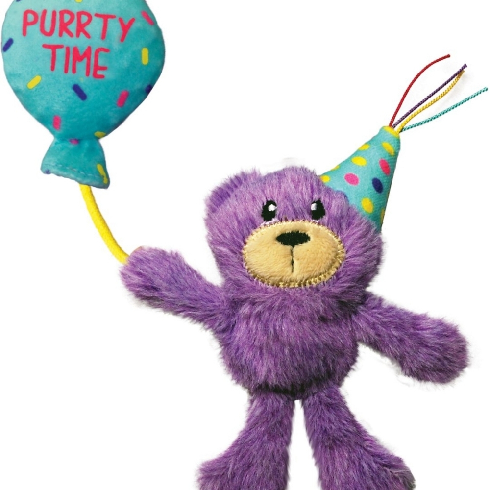 KONG Cat Occasions Birthday Teddy Plush Cat Toy with Catnip